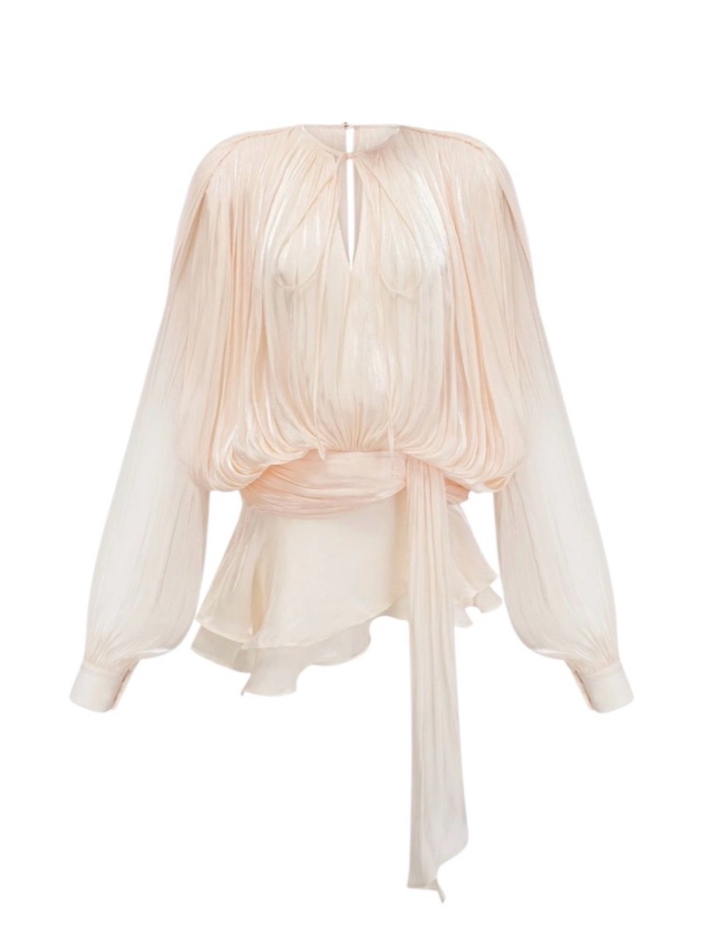 NWT Miss Rosier Eugenie Neutral Fully Pleated Ruffled Mini Dress SZ Large
